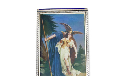 AN ENAMEL AND SILVER CARD CASE