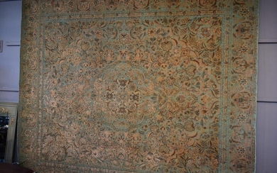 AN EXCEPTIONAL MODERN VINTAGE OVER-DYED PERSIAN TABRIZ CARPET, VINTAGE PILE WITH EMBOSSED PATTERNS. A ONE-OF-A-KIND MODERN CARPET CR...