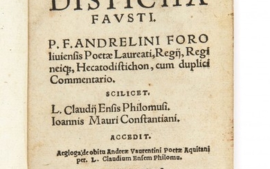 ANDRELINI, Publio Fausto Disticha Fausti.