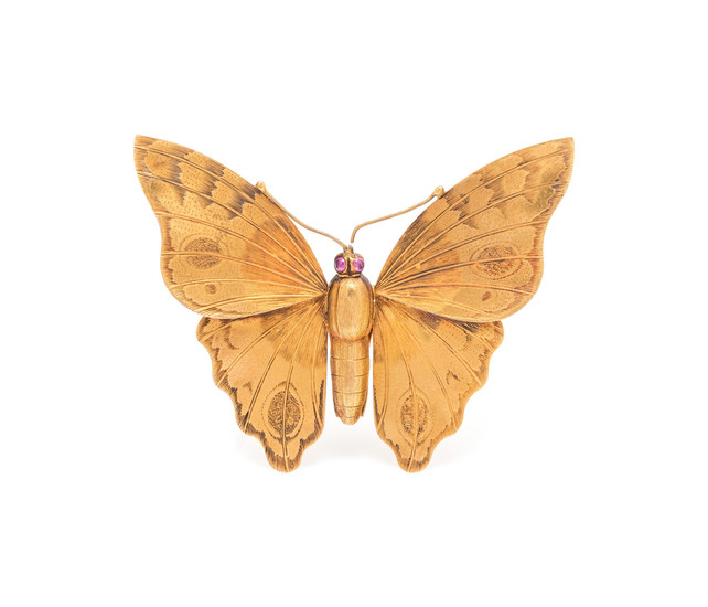 ANTIQUE, YELLOW GOLD BUTTERFLY BROOCH