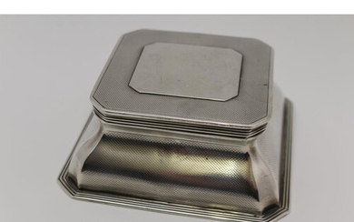 ASPREY & CO. LTD, A SILVER DESK INKWELL, square canted form,...