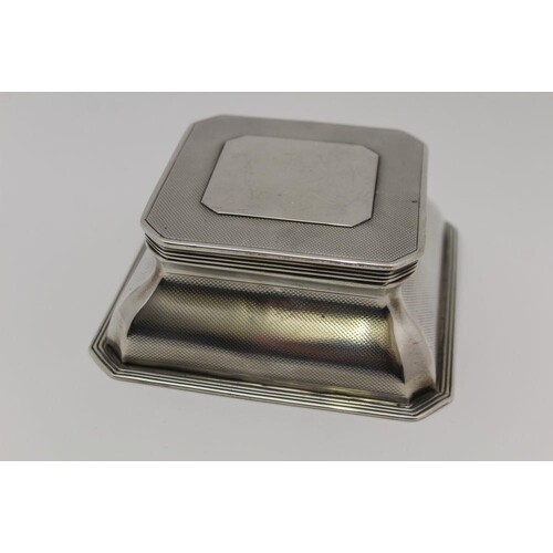 ASPREY & CO. LTD, A SILVER DESK INKWELL, square canted form,...
