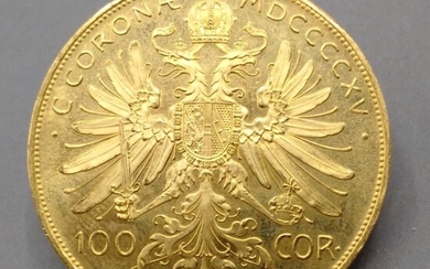 AUTRICHE Une pièce de 100 Corona or - 1915 Toutes les pièces d'or sont conservées...