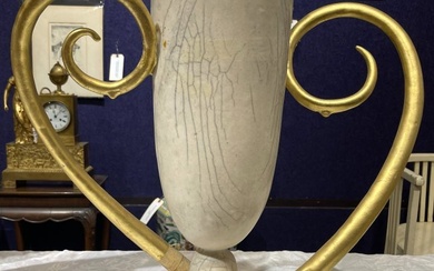 Abstract vase with gold handle, postwar design