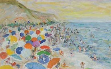 Albert Mohr Oil on Canvas Beach Scene