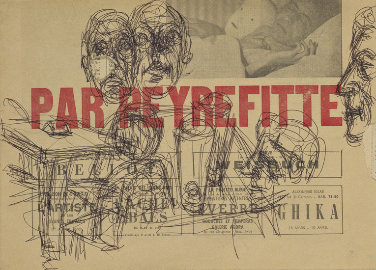 Alberto Giacometti (1901-1966) Têtes et scène de café sur une page de la revue "Arts"