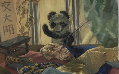 Alice Rebecca Kendall (1922-2011) oil on canvas, Toy Panda, signed N.B. Alice Rebecca Kendall was the President of the Royal Society of Women Artists
