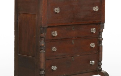 American Empire Mahogany Four-Drawer Chest, Mid-19th Century
