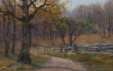 American School 20th Century, Impressionist Fall Landscape, oil on canvasboard