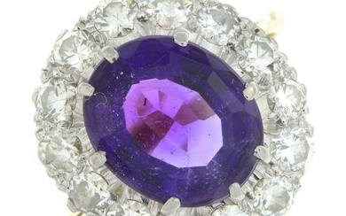 Amethyst & diamond cluster ring