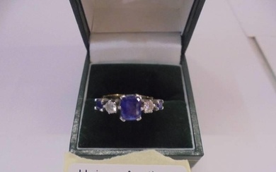 An 18ct gold sapphire and diamond ring, size J half, 4.5 gra...