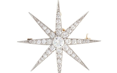 An Antique diamond starburst pendant/brooch