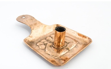 An Arts and Crafts copper chamber stick / candle holder with...