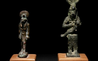 An Egyptian Bronze Anubis and an Egyptian Bronze Isis