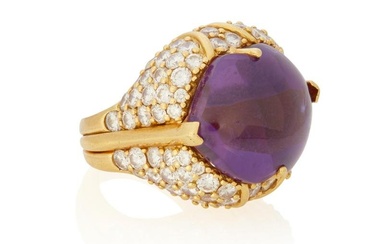 An amethyst and diamond ring