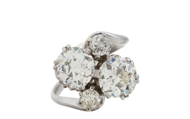 An early 20th century old-cut diamond crossover ring, with c...