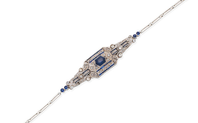 An early 20th century sapphire, synthetic sapphire, synthetic spinel and diamond bracelet