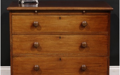 An early Victorian mahogany bachelor’s chest, oversailing to...