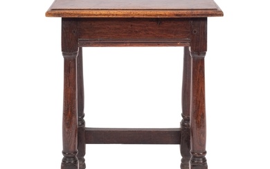 An oak box stool, early 18th century and later adapted; the ...