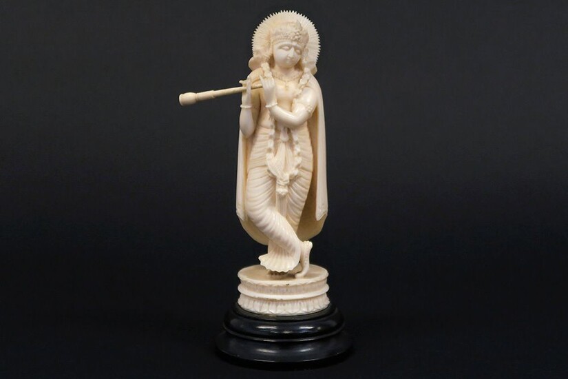 Ancienne sculpture indienne en ivoire : "Hoofse danseres" (Shiva ?) - hauteur : 16,5 cm...