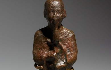 Ancient Egyptian Bronze Figure of god Ptah. Late Period, 664 - 332 BC. 8 cm H. Spanish Export License.