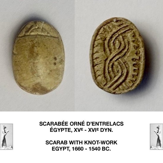 Ancient Egyptian Steatite Scarab with decorated underside