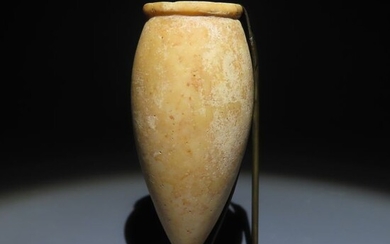 Ancient Egyptian Stone hardened calcite. Conifrom vessel or Jar. Middle Kingdom 2150 - 1790 BC. 7 cm H. Nice