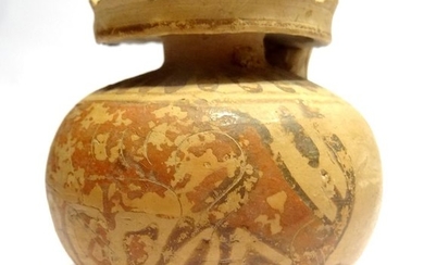 Ancient Greek Ceramic Corinthian Aryballe with antelope decoration - 5.3×5.5×5.5 cm