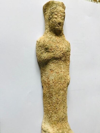 Ancient Greek, Hellenistic Terracotta Ancient Greek goddess - Protome - 4×6×23 cm - (1)