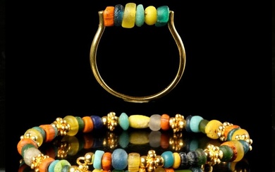 Ancient Roman Bracelet and Ring with Roman glass beads