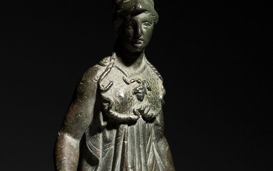 Ancient Roman Bronze Solid Important Statue of the Goddess Athena. Fine quality. 20.8 cm H. EX-CHRISTIES