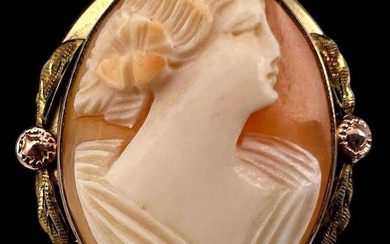 Antique 10K Cameo Brooch Or Pendant