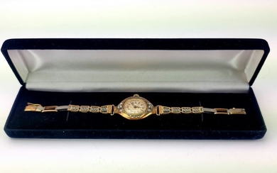 Antique 14K Gold Platinum Diamonds Watch