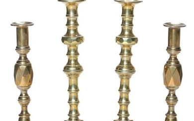 Antique Brass Candlesticks, One Pair Being â€œThe Princess of Diamonds"