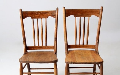 Antique Farmhouse Dining Chairs Pair