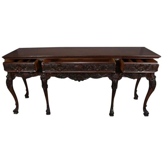Antique French Deeply Carved Walnut Sideboard, 20th