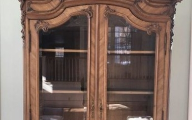 Antique French Rococo Heavily Carved Vitrine