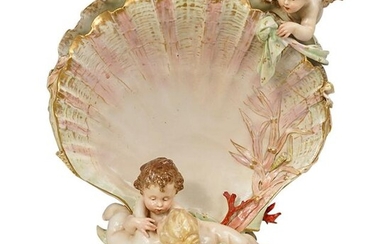 Antique KPM Figural Clam Shell Vase