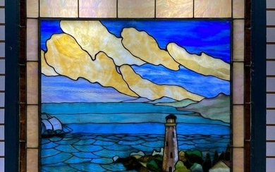 Antique Lighthouse Stained Glass Window