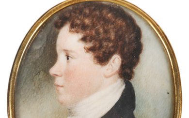 Antique Miniature Portrait of a Young Man