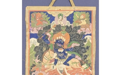 Early Tibetan Thangka of Mahakala & Wrathful Deities