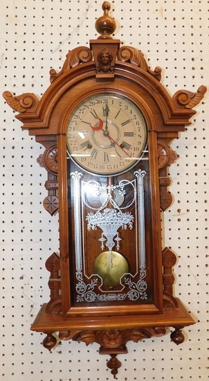 Antique Victorian Walnut Vienna Regulator Clock