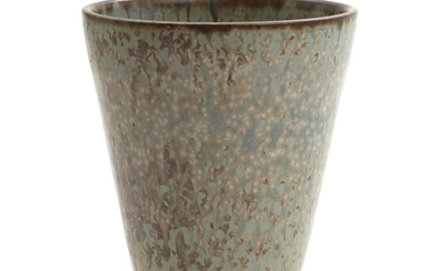 SOLD. Arne Bang: Stoneware vase, decorated with grey-brown and beige glaze. Signed monogram. H. 17.5. Diam. 14 cm. – Bruun Rasmussen Auctioneers of Fine Art