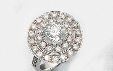 Art Deco cocktail ring with diamond solitaire