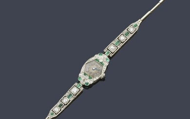 Art Deco jewel watch in platinum and 18K gold
