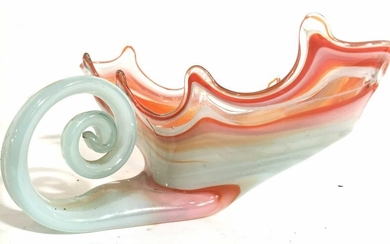 Art Glass Bowl W Curled Spiral Detail