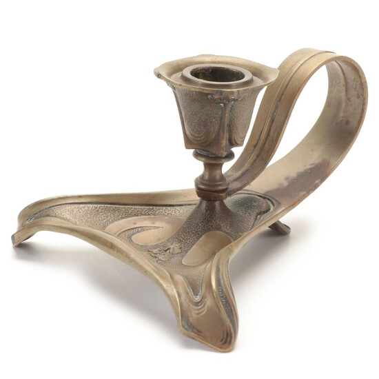Art Nouveau Cast Brass Chamber Stick
