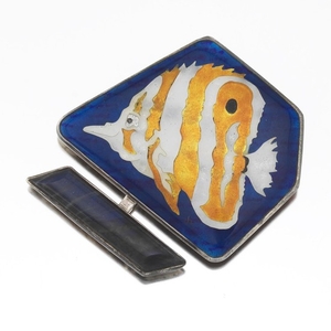 Artisan Sterling Silver, Enamel and Labradorite Butterfly Fish Pin/Brooch
