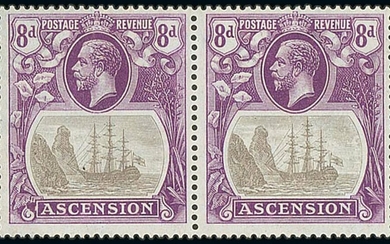 Ascension 1924-33 8d. grey-black and bright violet mint pair; the left-hand stamp with shamroc...
