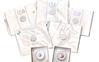 Assorted Royal Mint Beatrix Potter 50ps, 7 coins comprising; (2x)...